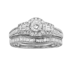 The Regal Collection 14k White Gold 1-ct. T.W. IGL Certified Round-Cut Diamond Frame Ring Set