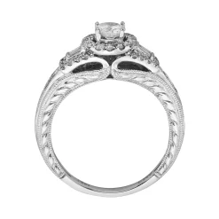 The Regal Collection 14k White Gold 1-ct. T.W. IGL Certified Round-Cut Diamond Frame Ring Set -Fleece Shop 1447169 ALT2
