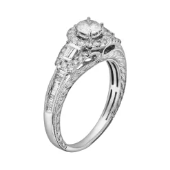 The Regal Collection 14k White Gold 1-ct. T.W. IGL Certified Round-Cut Diamond Frame Ring Set -Fleece Shop 1447169 ALT3