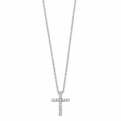 Diamond Petites 10k White Gold 1/10-ct. T.W. Diamond Cross Pendant