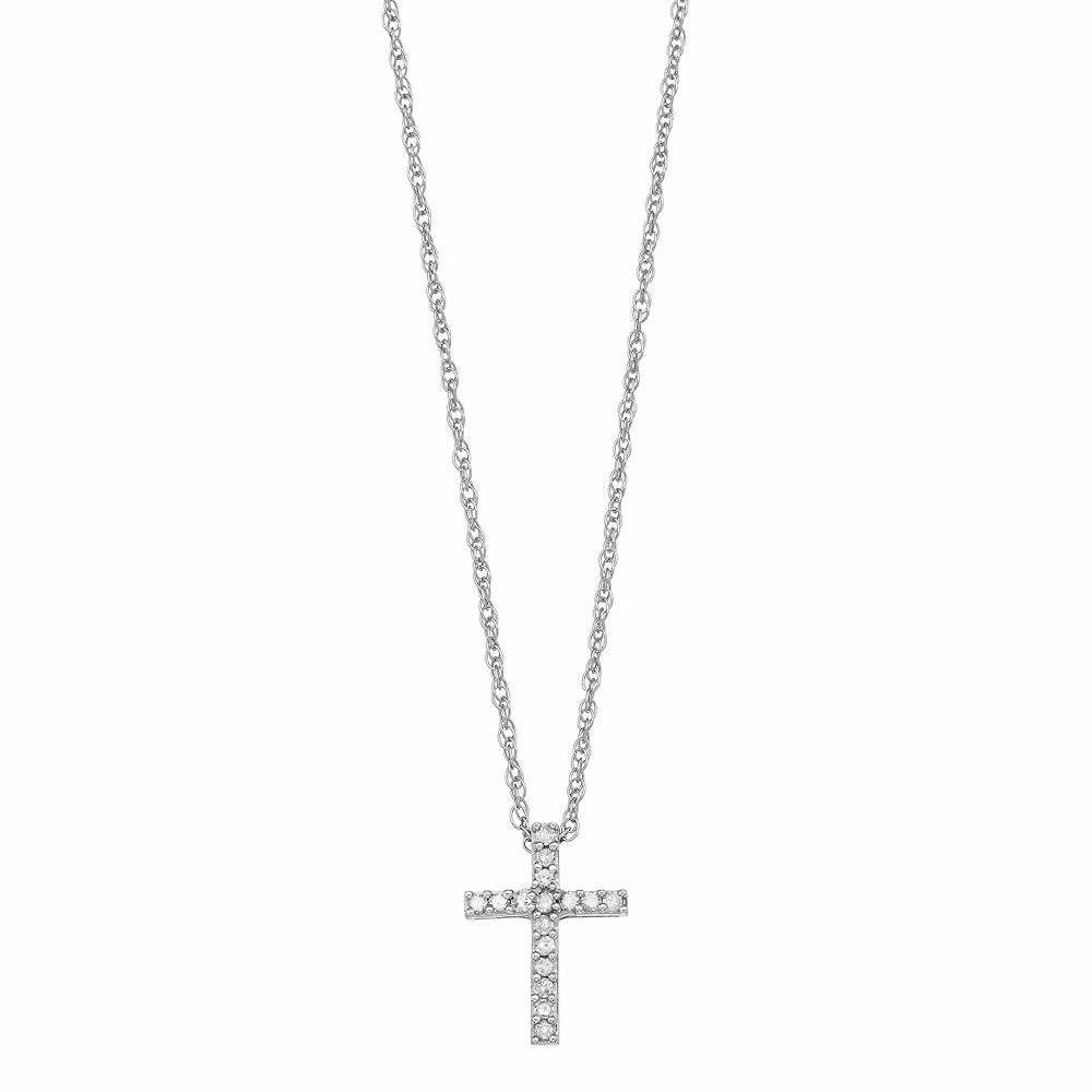 Diamond Petites 10k White Gold 1/10-ct. T.W. Diamond Cross Pendant 3 Diamond Petites 10k White Gold 1/10-ct. T.W. Diamond Cross Pendant