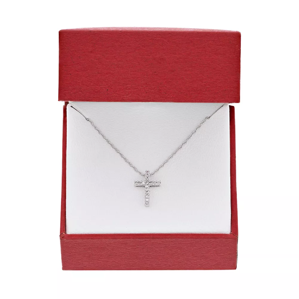 Diamond Petites 10k White Gold 1/10-ct. T.W. Diamond Cross Pendant 5 Diamond Petites 10k White Gold 1/10-ct. T.W. Diamond Cross Pendant - Image 3