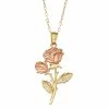 10k Gold Two Tone Flower Pendant Necklace -Fleece Shop 2125946