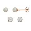 Taylor Grace Freshwater Cultured Pearl & Cubic Zirconia 10k Gold Stud Earring Set -Fleece Shop 2138428