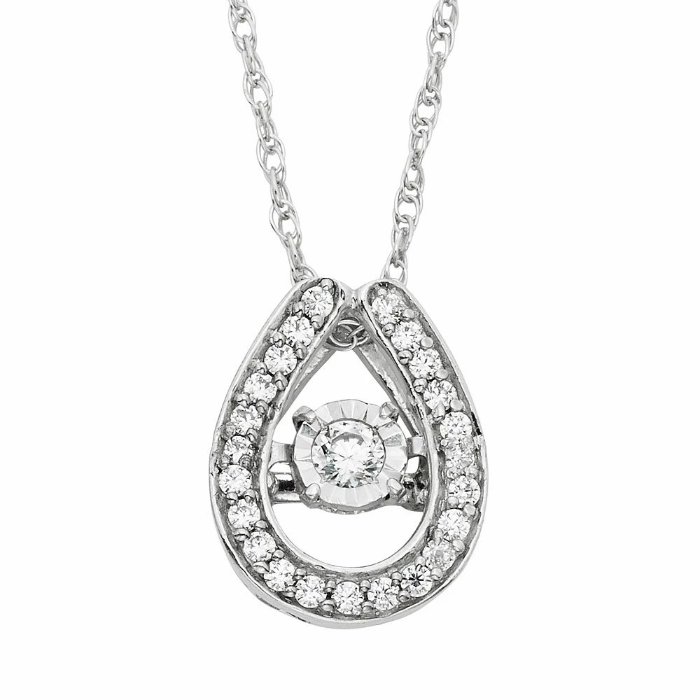 Dancing Love 1/5 Carat T.W. Diamond 10k White Gold Horseshoe Pendant Necklace 3 Dancing Love 1/5 Carat T.W. Diamond 10k White Gold Horseshoe Pendant Necklace
