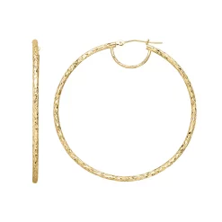 Everlasting Gold 14k Gold Textured Hoop Earrings