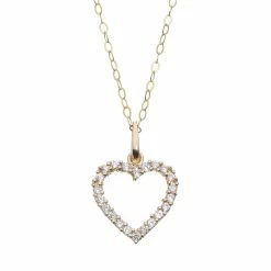Cubic Zirconia 10k Gold Heart Pendant Necklace