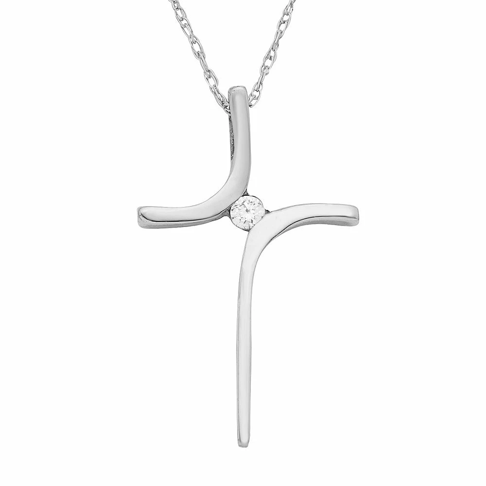 10k Gold Diamond Accent Cross Pendant Necklace 4 10k Gold Diamond Accent Cross Pendant Necklace - Image 2