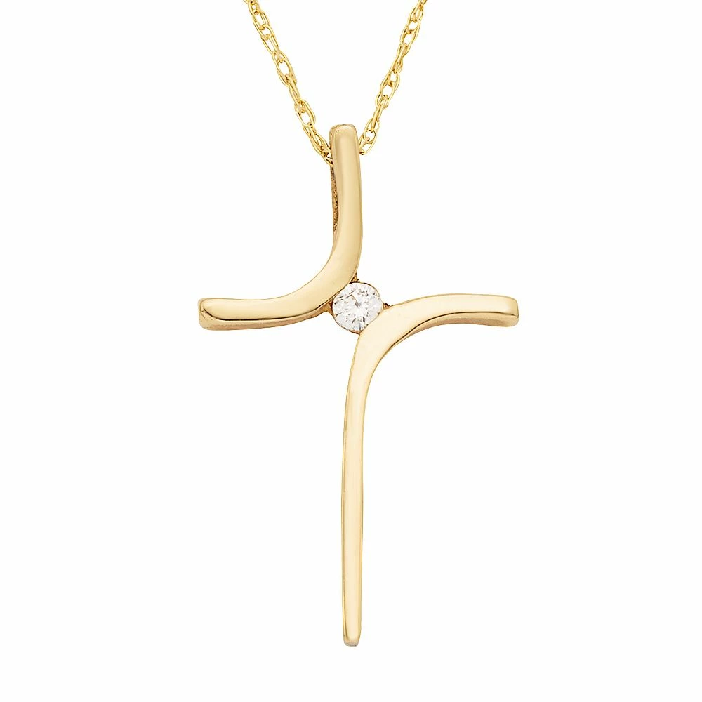 10k Gold Diamond Accent Cross Pendant Necklace 3 10k Gold Diamond Accent Cross Pendant Necklace