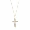 10k Gold Cubic Zirconia Cross Pendant Necklace -Fleece Shop 2538572