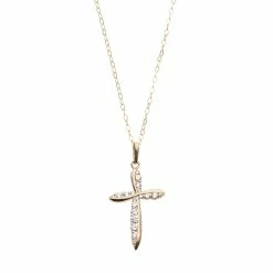 10k Gold Cubic Zirconia Cross Pendant Necklace