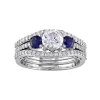 Stella Grace 10k White Gold Lab-Created White & Blue Sapphire & 1/2 Carat T.W. Diamond 3-Piece Engagement Ring Set -Fleece Shop 2683201