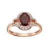Gemminded 14k Rose Gold Over Silver Garnet & White Topaz Halo Ring -Fleece Shop 2730818