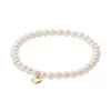 Freshwater Cultured Pearl 14k Gold Heart Charm Beaded Stretch Bracelet -Fleece Shop 2751496