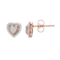 10k Rose Gold 1/5 Carat T.W. Diamond Heart Stud Earrings