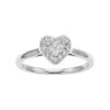 10k White Gold 1/4 Carat T.W. Diamond Heart Cluster Ring -Fleece Shop 3278369