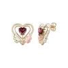 Black Hills Gold Tri-Tone Garnet Heart Stud Earrings -Fleece Shop 3315296