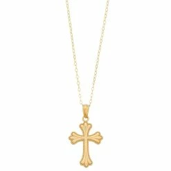 10k Gold Scalloped Cross Pendant Necklace