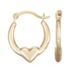 Charming Girl 14k Gold Heart Hoop Earrings -Fleece Shop 3531460