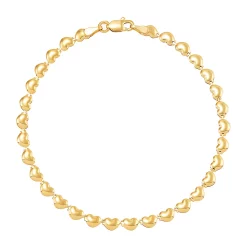 Everlasting Gold 10k Gold Stampato Heart Bracelet