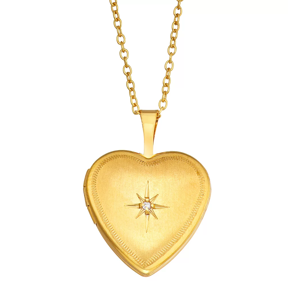 Kids' Charming Girl 14k Gold Filled Diamond Accent Heart Locket Necklace 3 Kids' Charming Girl 14k Gold Filled Diamond Accent Heart Locket Necklace