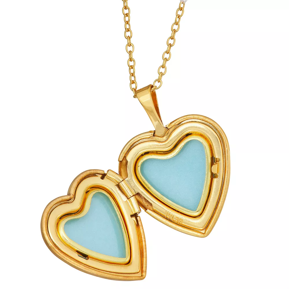 Kids' Charming Girl 14k Gold Filled Diamond Accent Heart Locket Necklace 4 Kids' Charming Girl 14k Gold Filled Diamond Accent Heart Locket Necklace - Image 2
