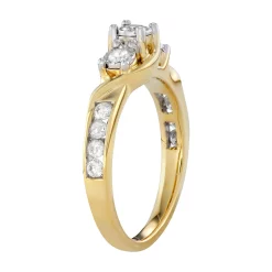 10k Gold 1/2 Carat T.W. Diamond 3-Stone Ring -Fleece Shop 3868277 ALT