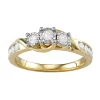 10k Gold 1/2 Carat T.W. Diamond 3-Stone Ring -Fleece Shop 3868277 Yellow