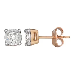 10k Gold 1/2 Carat T.W. Diamond Stud Earrings -Fleece Shop 3910457 Rose