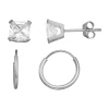 Taylor Grace 10k Gold Endless Hoop & Cubic Zirconia Stud Earring Set -Fleece Shop 3944295 White
