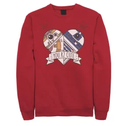 Men's Star Wars Valentines You R2 Cute Heart Droids Graphic Fleece Pullover