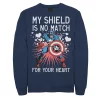 Men's Marvel Captain America Shield Heart Valentine Sweatshirt -Fleece Shop 4299650