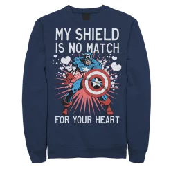 Men's Marvel Captain America Shield Heart Valentine Sweatshirt
