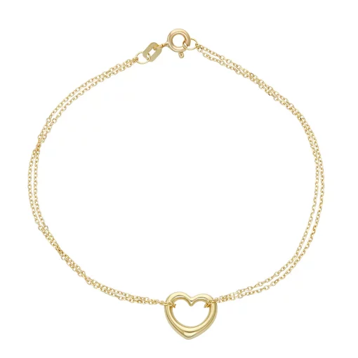 10k Gold Double Strand Heart Bracelet -Fleece Shop 4304580