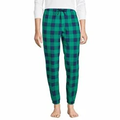 Men's Lands' End Fleece Lounge Jogger Pants -Fleece Shop 4561563 Emerald Gulf Check
