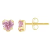 Kids' 14k Gold 4 mm Cubic Zirconia Heart Stud Earrings -Fleece Shop 4810254 Pink
