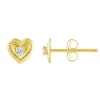 Kids' 14k Gold 1.5 mm Cubic Zirconia Heart Stud Earrings 2 Kids' 14k Gold 1.5 mm Cubic Zirconia Heart Stud Earrings -Fleece Shop 4810261