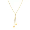 14k Gold Adjustable Double Heart Lariat Necklace -Fleece Shop 4841245