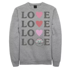 Men's Star Wars The Mandalorian The Child Love Text Stack Sweatshirt