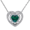 Stella Grace 10k White Gold 1/5 Carat T.W Diamond & Lab-Created Emerald Heart Shaped Pendant Necklace -Fleece Shop 4882108