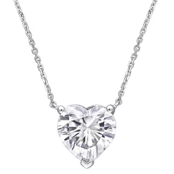 Stella Grace 14k White Gold Lab-Created Moissanite Heart Solitaire Pendant Necklace