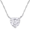 Stella Grace 10k White Gold Lab-Created Moissanite Solitaire Heart Pendant Necklace -Fleece Shop 4882204