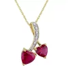 Stella Grace 10k Gold Lab-Created Ruby & Diamond Accent Double Heart Pendant Necklace -Fleece Shop 4882205