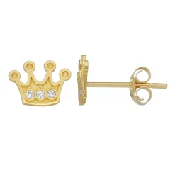 Taylor Grace 10k Gold Cubic Zirconia Crown Stud Earrings