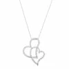 1/2 Carat T.W. Diamond 10k White Gold Double Heart Pendant Necklace -Fleece Shop 4972309