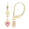 14k Gold Cubic Zirconia Heart Dangle Earrings -Fleece Shop 5059153 Pink