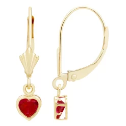14k Gold Cubic Zirconia Heart Dangle Earrings -Fleece Shop 5059153 Red
