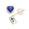 Pure Gem Collection 10k Gold Lab-Created Sapphire Heart Stud Earrings -Fleece Shop 5110533