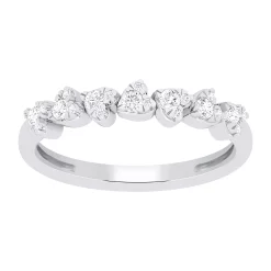 10k White Gold 1/3 Carat T.W. Diamond Hearts Ring