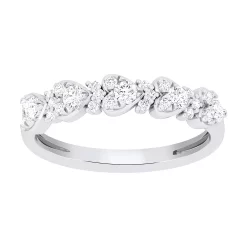 10k White Gold 1/2 Carat T.W. Small Hearts Diamond Ring